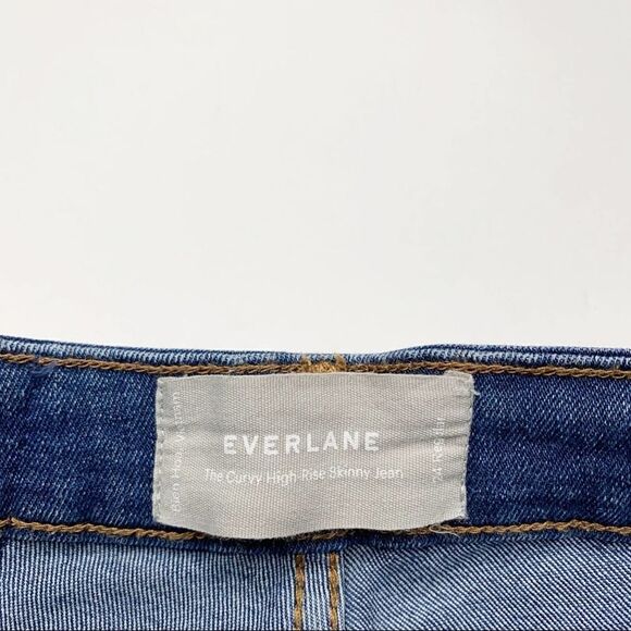 Everlane The Curvy High Rise Skinny Jeans Mid Blue Size 24 Stretch Dark Wash - Picture 5 of 7